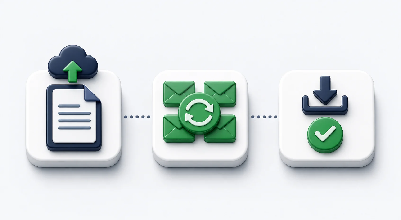 Three-step process to verify email list: upload file, run bulk verification, export clean results