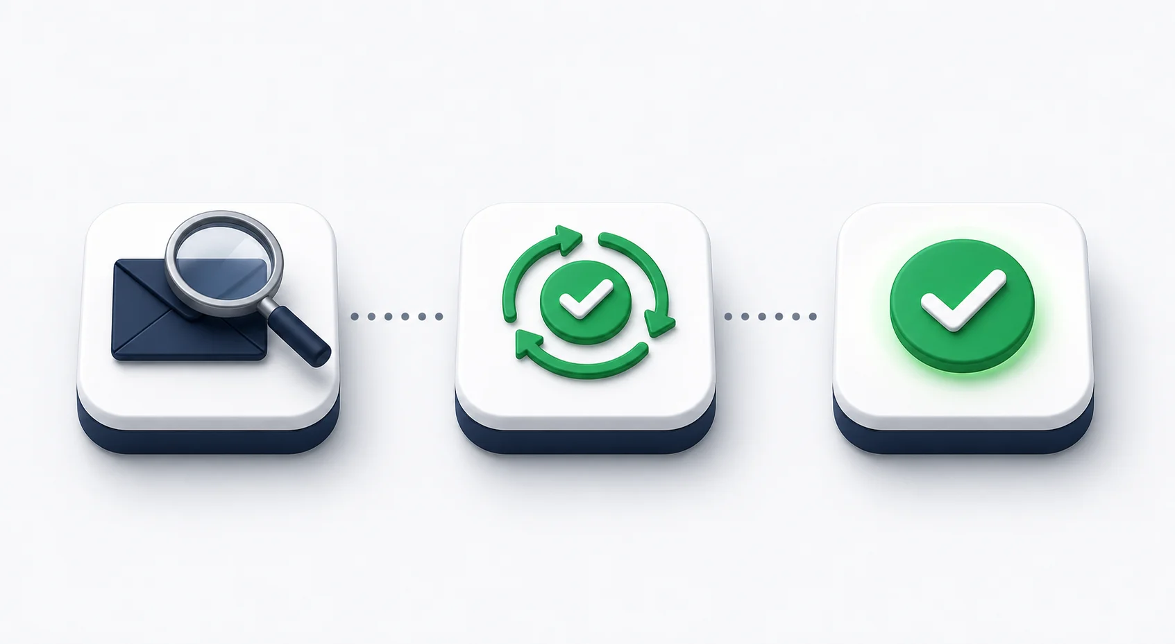 Three steps to verify email address: search envelope, run check, read result